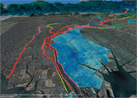 Illustration of the inundation risk throughout the river basin